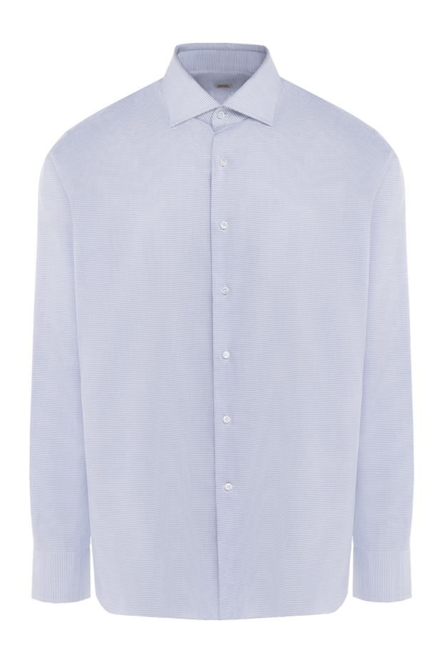 Men's light blue cotton shirt with micro pattern - photo 1