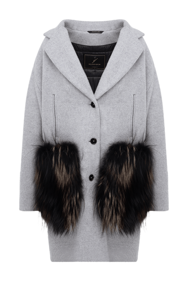 Gray women's wool coat with fox pockets - photo 1
