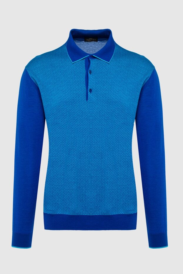 Cesare di Napoli man wool, silk and cashmere long sleeve polo blue for men buy with prices and photos 138578 - photo 1