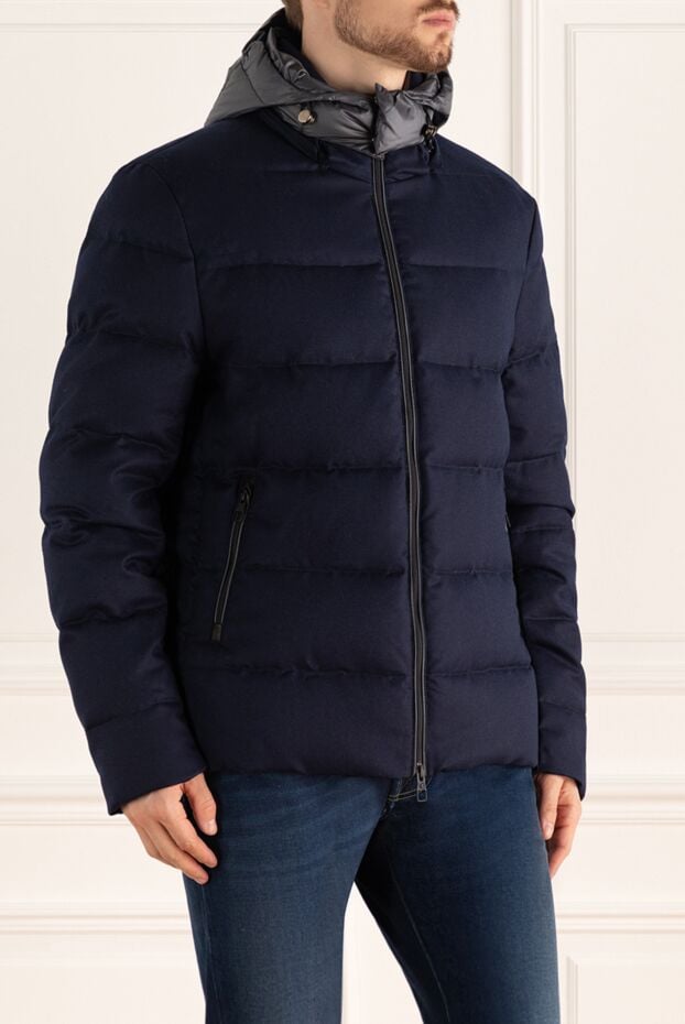 Montecore men's dark blue wool down jacket with contrasting hood 138588 - photo 3