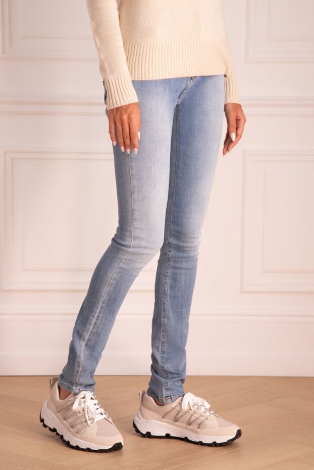 Philipp Plein blue women's straight-cut jeans with boiled and decorative chevron on the back 138704 - photo 3