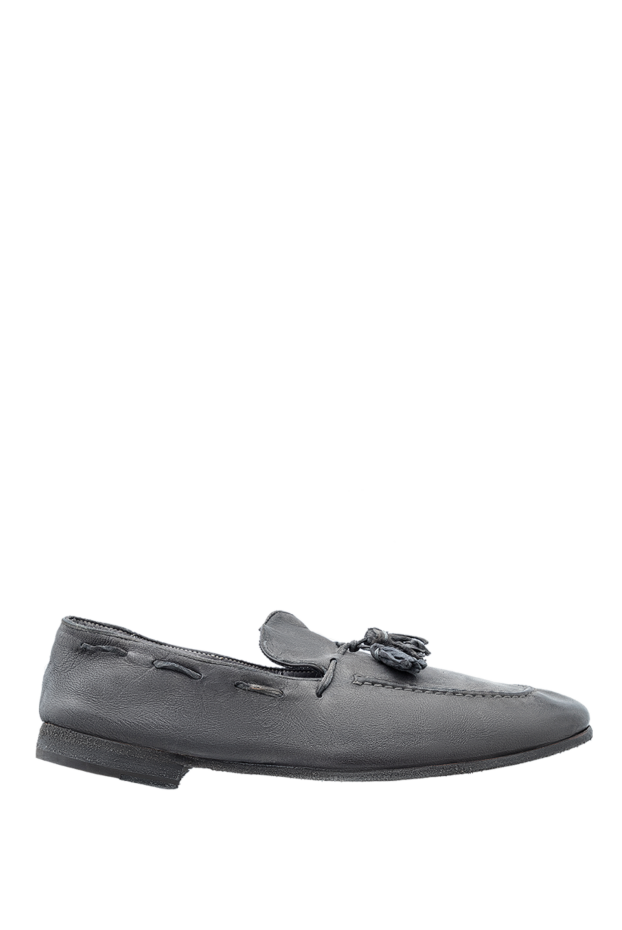 Andrea Ventura grey soft leather tassel loafers with stitched piping for men 138814 - photo 1