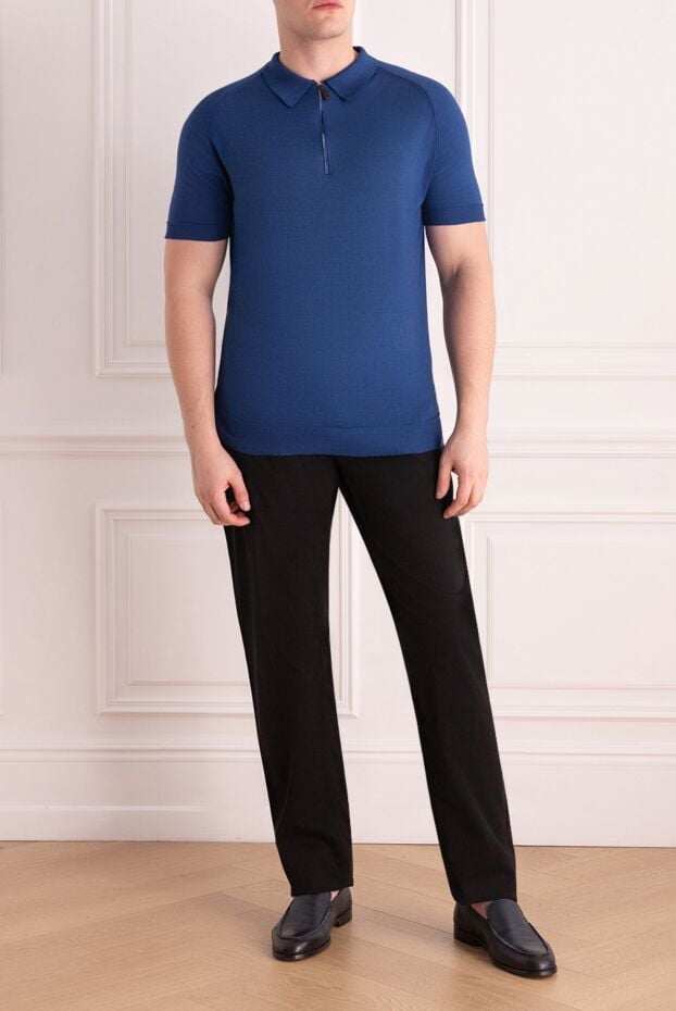 Massimo Sforza blue knitted polo shirt with a zip-up collar in a noble cornflower blue color (markdown) 195769 - photo 2