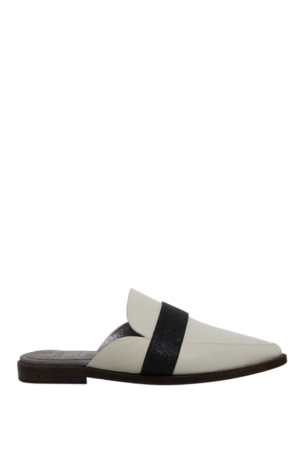 Women's white leather sandals with a close strip - photo 1