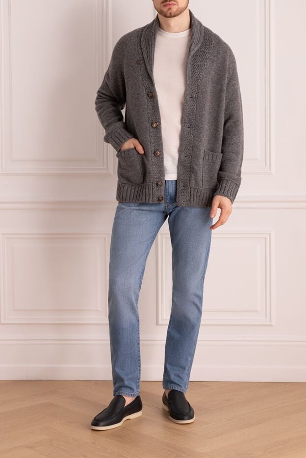 Bilancioni gray wool and cashmere cardigan with buttons and patch pockets 139143 - photo 2