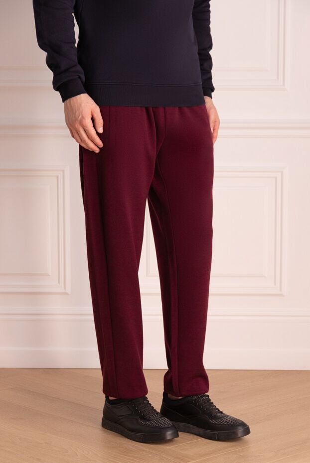 Bilancioni sports pants for men made of wool, cotton and polyamide burgundy 139149 - photo 3