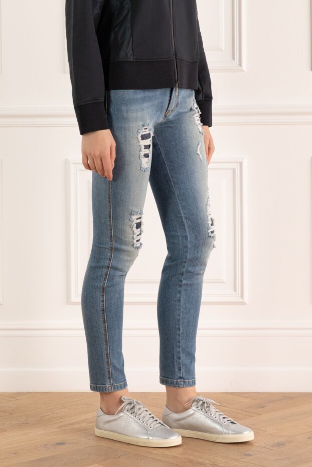 Ermanno Scervino women's blue jeans with slits and rhinestones 139160 - photo 3