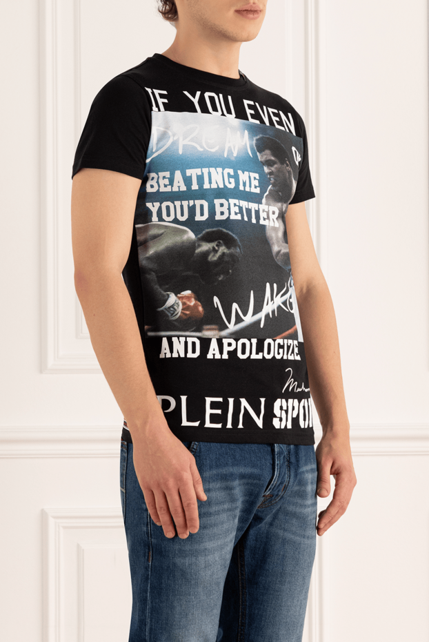Philipp Plein мужская черная футболка с фотопринтом и цитатой мохаммеда али 139196 - фото 3