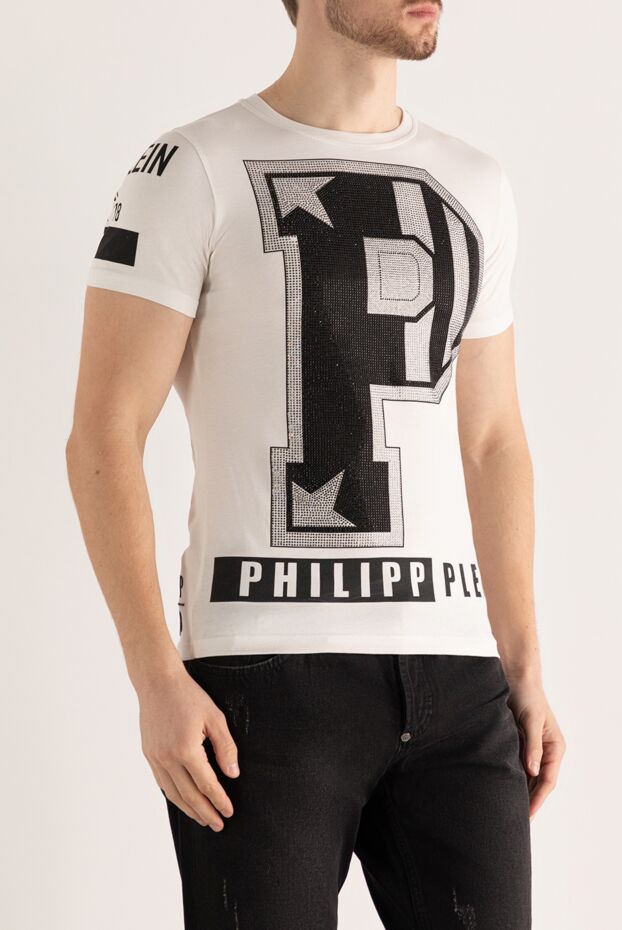 Philipp Plein белая футболка из хлопка с объёмной нашивкой буквы p и x 139220 - фото 3