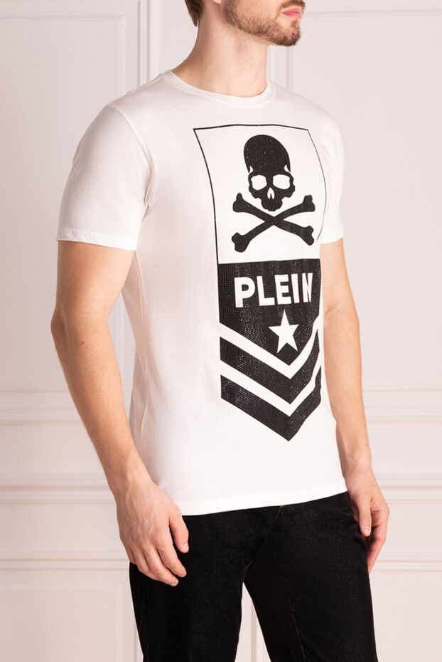 Philipp Plein футболка с черепом и логотипом из кристаллов на контрастном фоне 139221 - фото 3