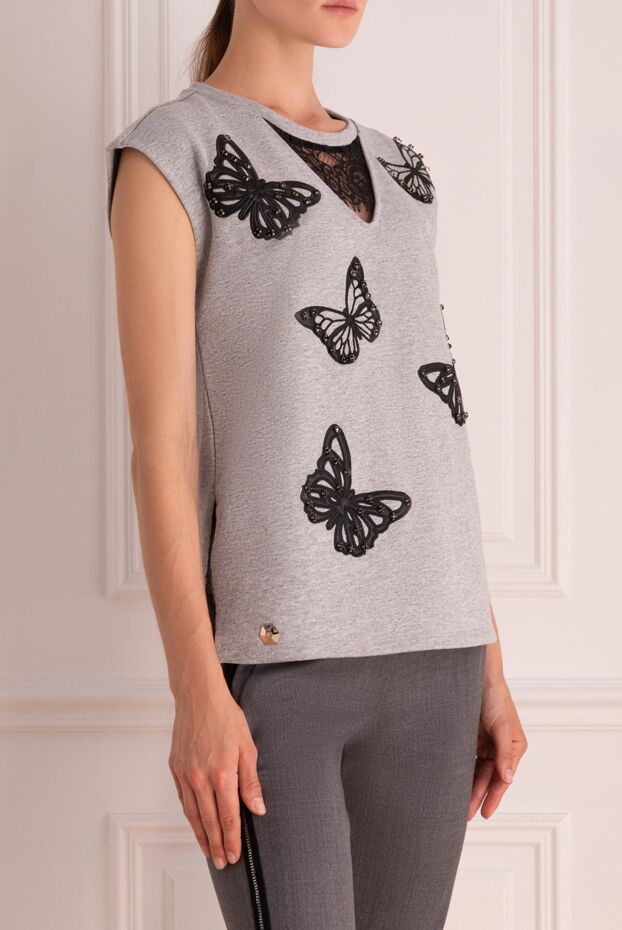 Philipp Plein gray sleeveless top with butterfly applique 139257 - photo 3