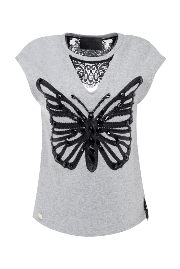 Philipp Plein woman women's gray cotton and polyamide top buy with prices and photos 139258 - photo 1