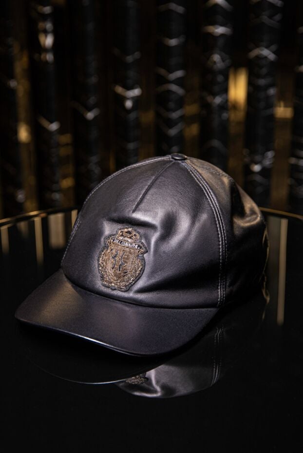 Billionaire leather cap black embroidered logo for men 139342 - photo 2
