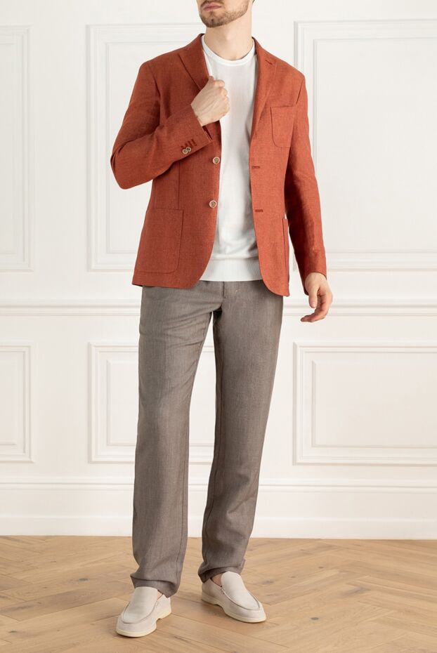 Corneliani orange canvas and wool jacket for men 139381 - photo 2