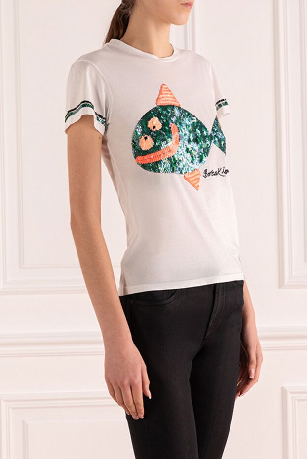P.A.R.O.S.H. womens white cotton t-shirt with sequin applique 139535 - photo 3
