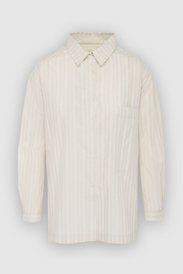 Gentryportofino milky beige striped cotton shirt with patch pocketi 139554 - photo 1