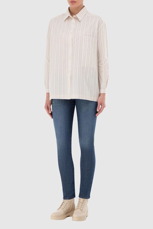 Gentryportofino milky beige striped cotton shirt with patch pocketi 139554 - photo 2