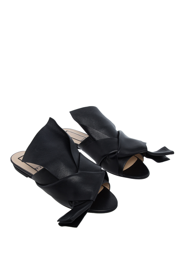 N21 women's leather slippers with abstract detailing, black 139568 - photo 3