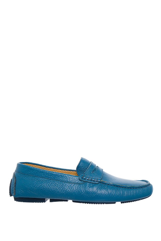 Cesare di Napoli man moccasins for men made of blue leather buy with prices and photos 139714 - photo 1