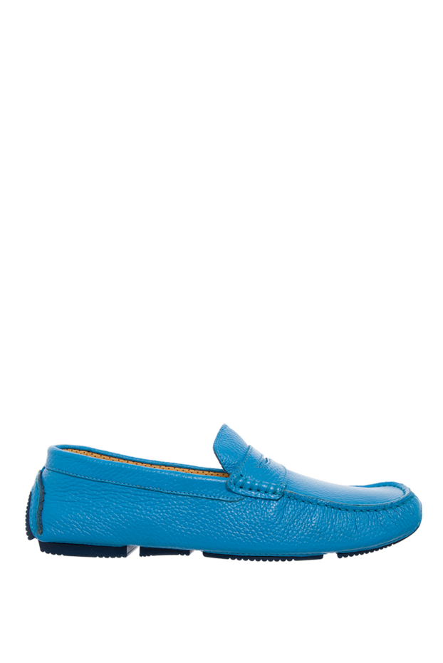 Cesare di Napoli man moccasins for men made of blue leather buy with prices and photos 139715 - photo 1