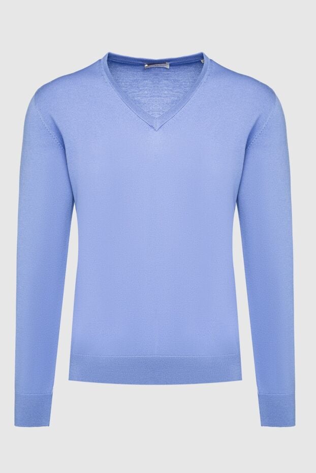 Bilancioni light blue cashmere jumper with v-neck for men 139778 - photo 1