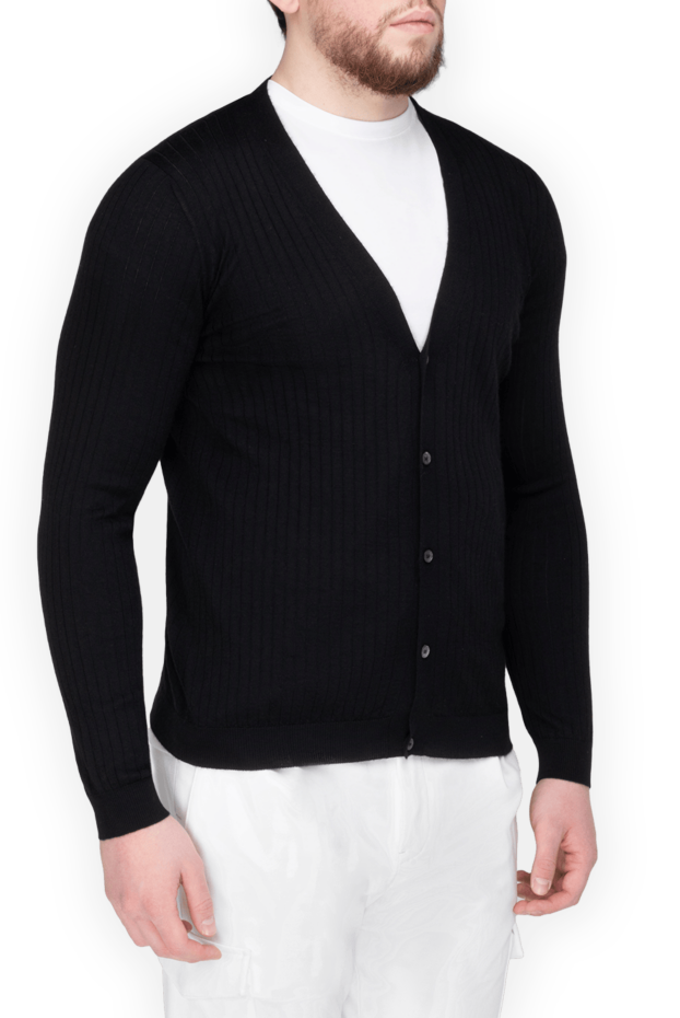 Bilancioni black wool and cashmere cardigan for men 139812 - photo 3