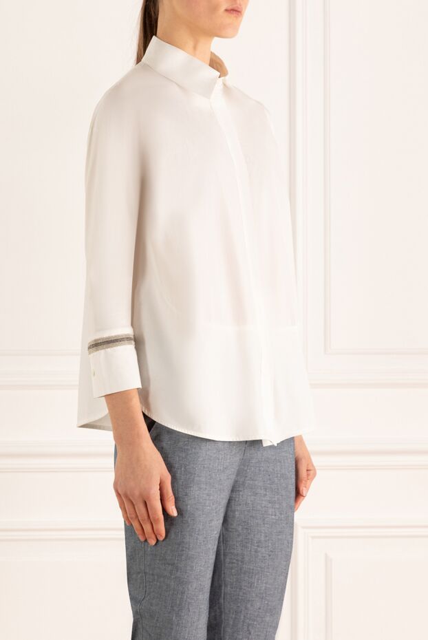 Panicale women's cotton blouse with contrasting stripes white 139974 - photo 3