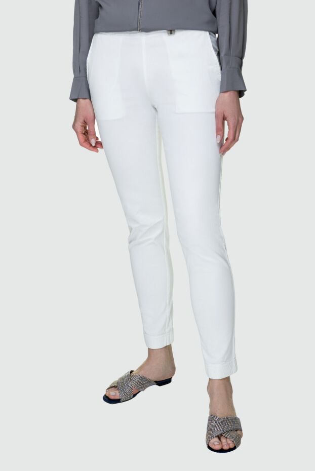 Panicale women's pants white with loop decorated with beads 139977 - photo 3