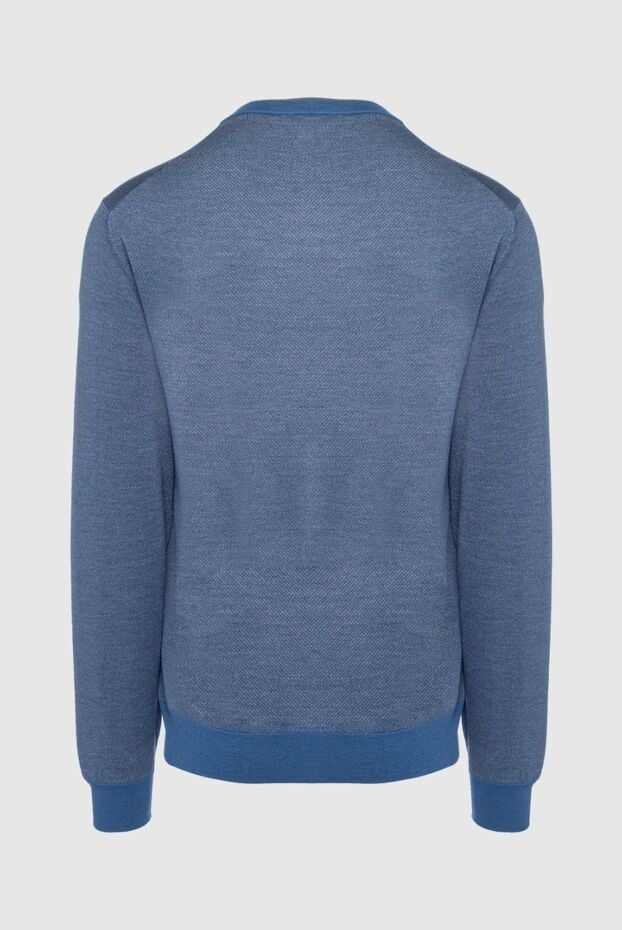 Brioni men's blue wool and silk jumper with textured knit 140022 - photo 2