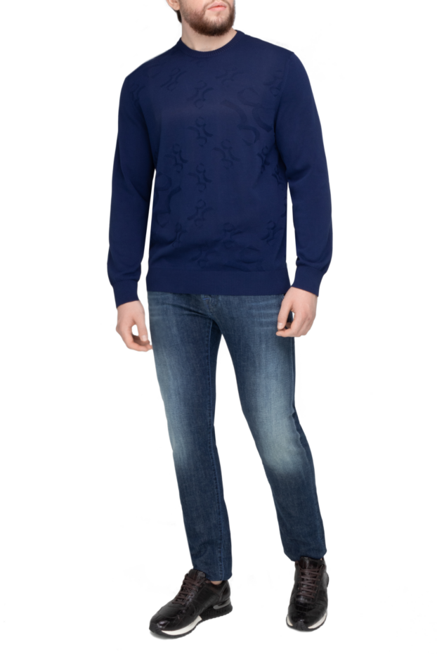 Billionaire navy blue wool jumper with oversized signature monogram pattern (markdown) 196549 - photo 2