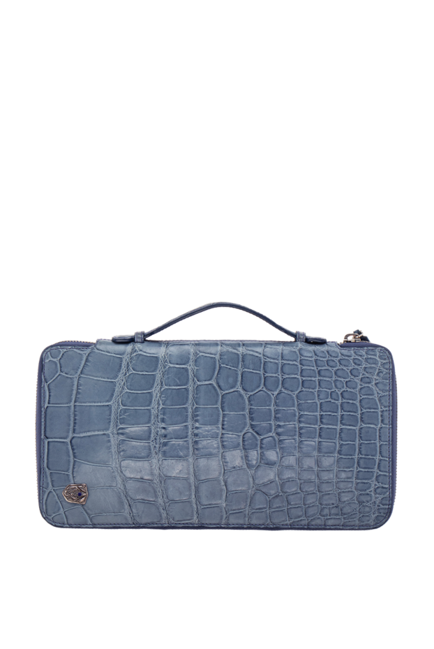 Tardini grey clutch made of genuine alligator leather with embossing and a zipper around the perimeter 140096 - photo 1