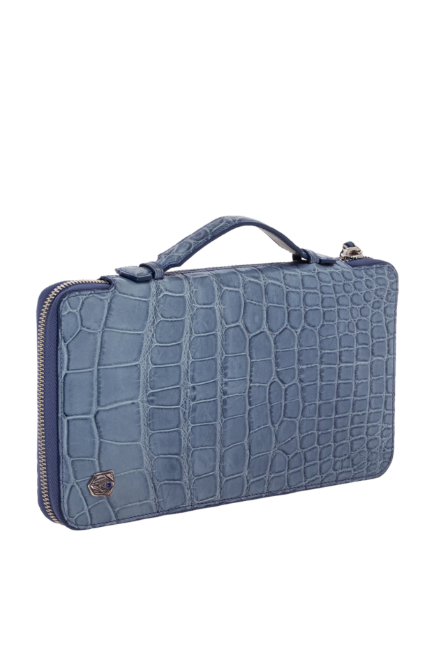 Tardini grey clutch made of genuine alligator leather with embossing and a zipper around the perimeter 140096 - photo 3