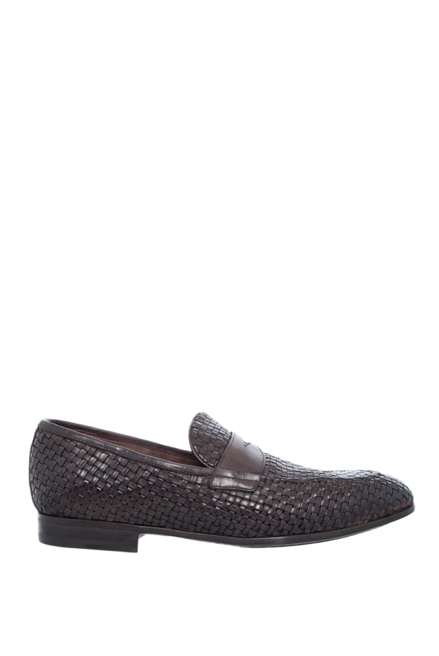 W.Gibbs brown woven leather loafers with textured finish 140112 - photo 1
