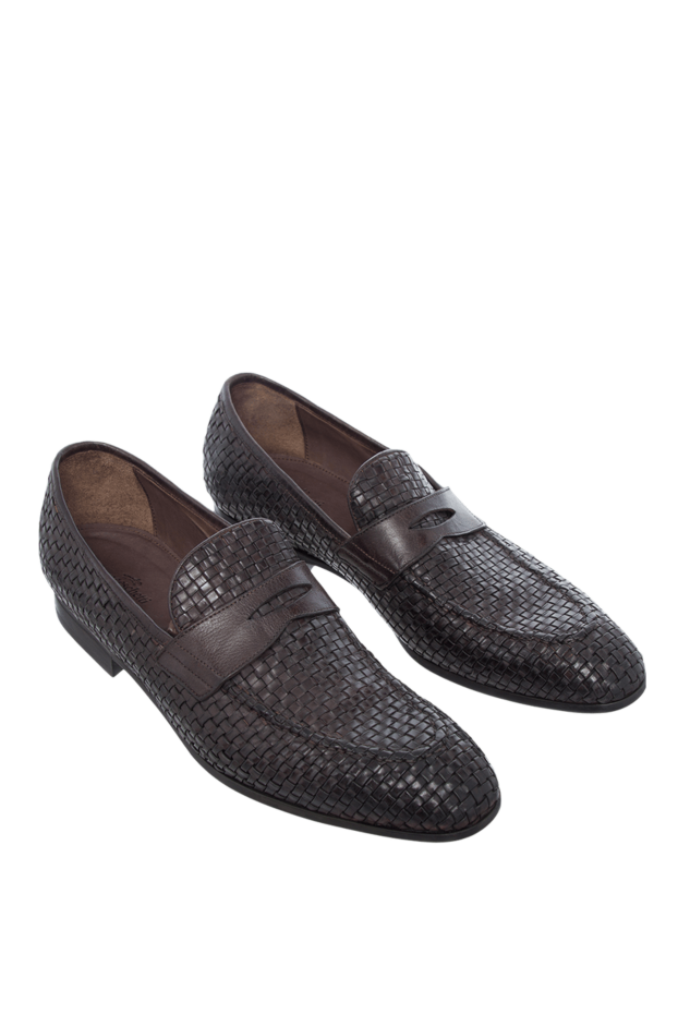 W.Gibbs brown woven leather loafers with textured finish 140112 - photo 3