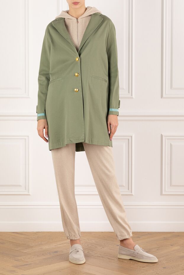 Alessandra Chamonix women's light green cotton raincoat with floral embroidery 140177 - photo 2