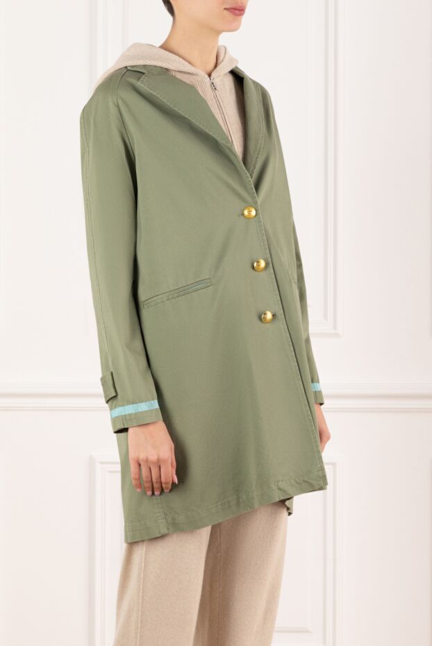 Alessandra Chamonix women's light green cotton raincoat with floral embroidery 140177 - photo 3