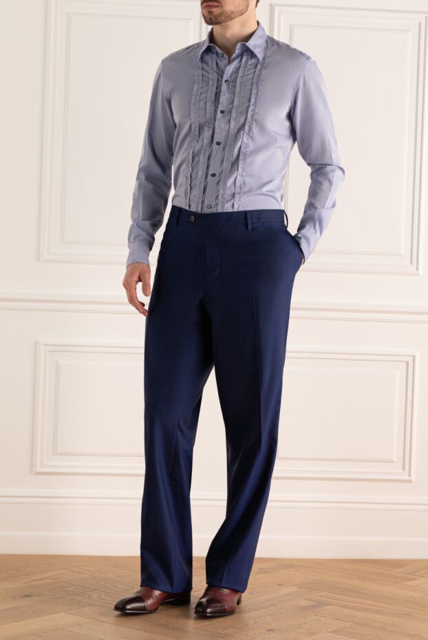 Cesare di Napoli man blue wool trousers for men buy with prices and photos 140185 - photo 2