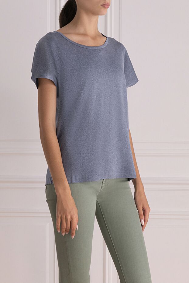 Indress women's cotton t-shirt in blue melange with a round neck 140197 - photo 3