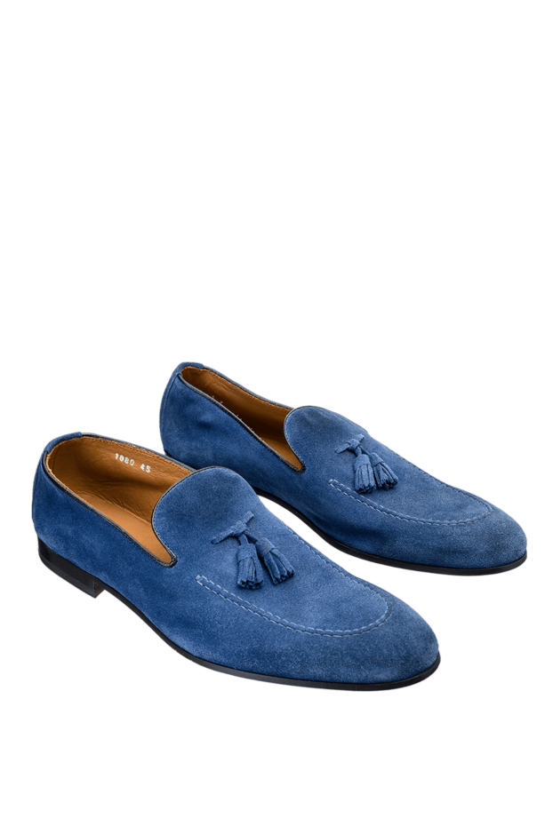 Doucal`s blue soft suede tassel loafers for men 140235 - photo 3
