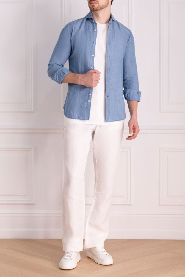 Orian shirt with classic collar and floral print made of linen and cotton 140251 - photo 2