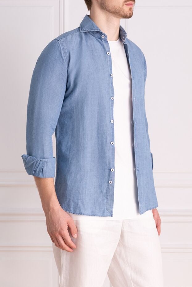 Orian shirt with classic collar and floral print made of linen and cotton 140251 - photo 3