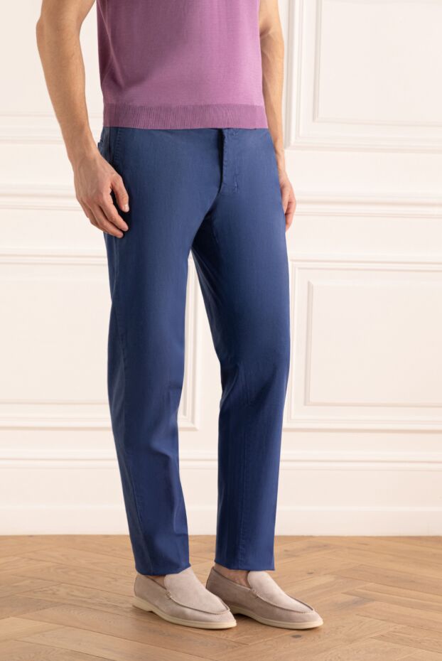 Lubiam men's cotton trousers in a rich blue shade 140283 - photo 3
