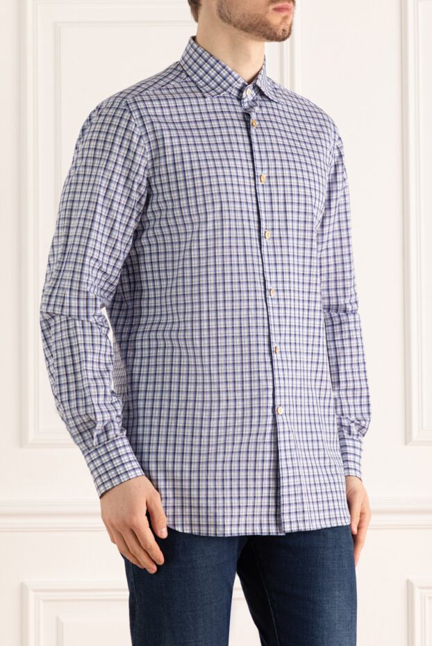 Kiton men's casual checked shirt with buttons 140300 - photo 3