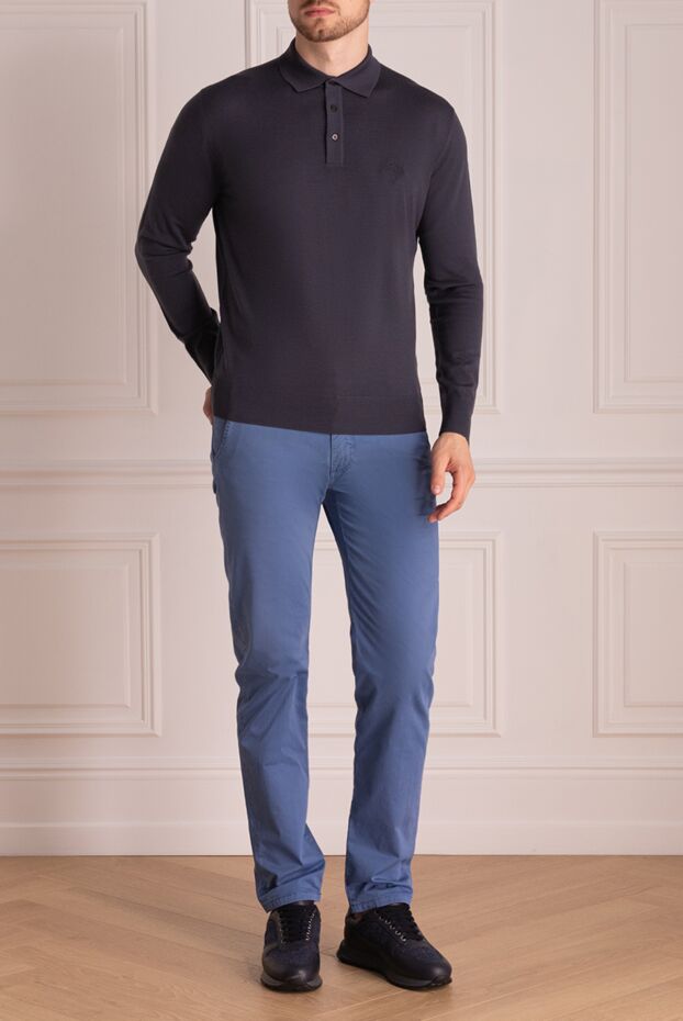 Barba Napoli men's cotton blue summer trousers with a classic fit 140385 - photo 2