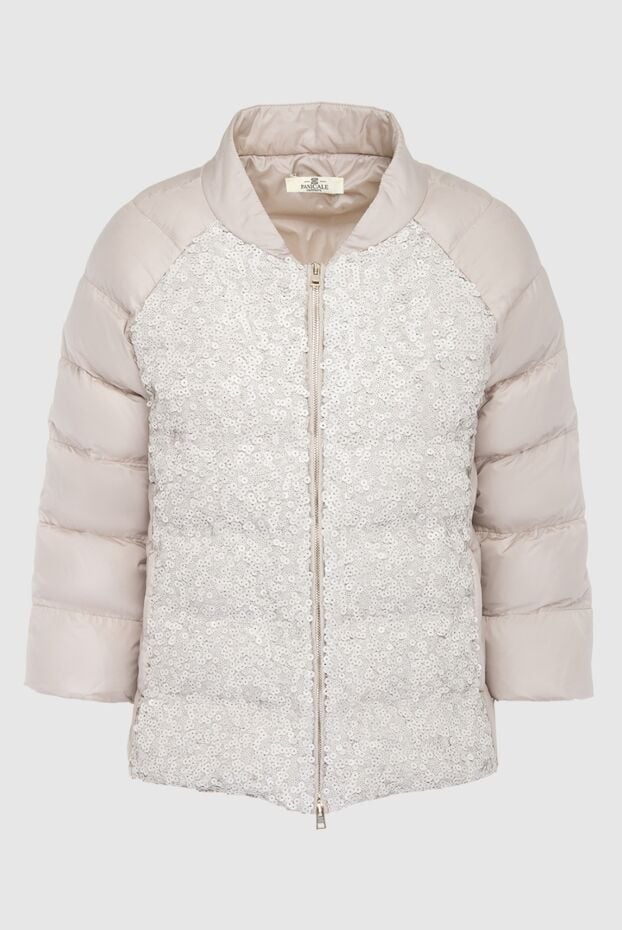 Panicale women's beige down jacket with lace trim and three-quarter sleeves 140485 - photo 1