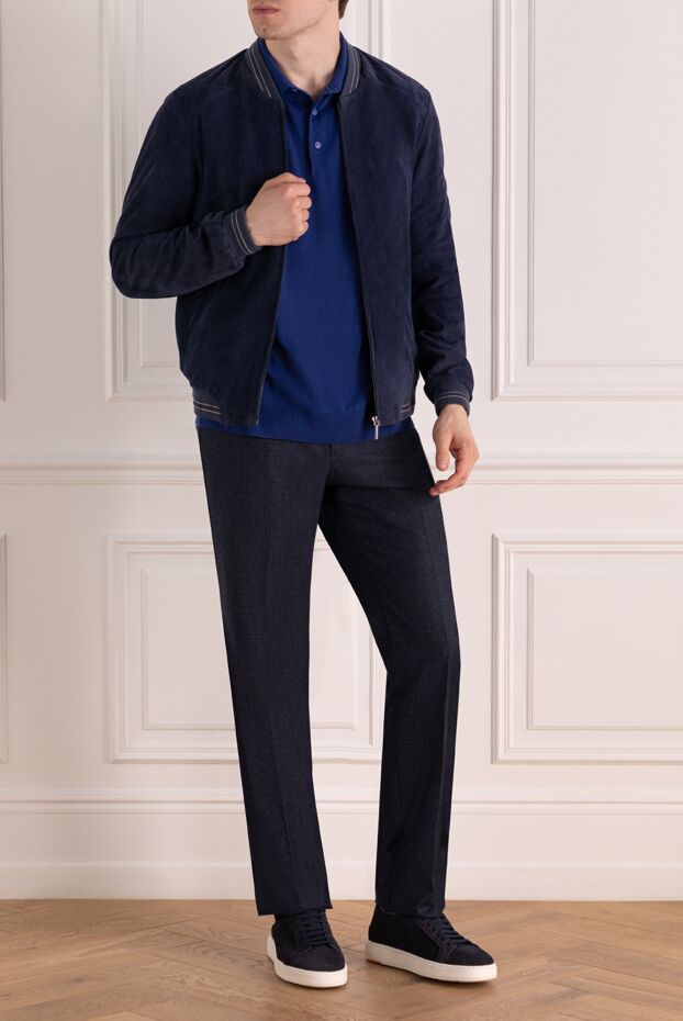 Cesare di Napoli man blue suede jacket for men buy with prices and photos 140492 - photo 2