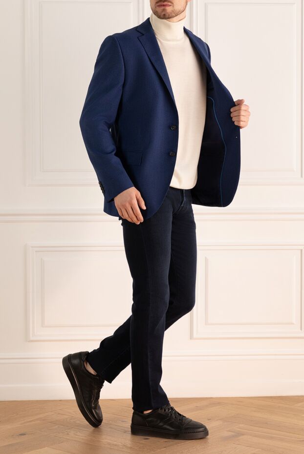 Lubiam single-breasted plain wool jacket in a noble blue shade 140548 - photo 2