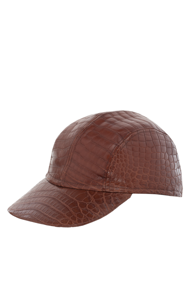 Cesare di Napoli кепка из кожи крокодила бордовая мужская 140599 - фото 3