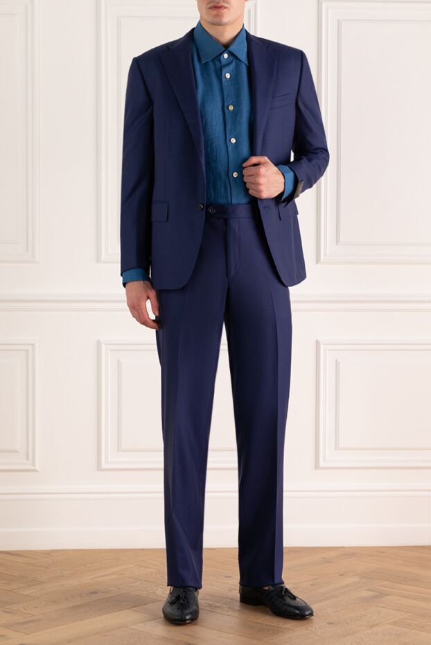 Corneliani mens grey wool suit with single-breasted blazer 140621 - photo 2