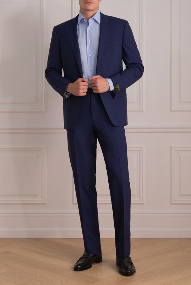 Corneliani mens deep blue classic wool suit 140623 - photo 2